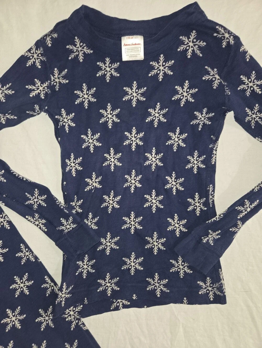 Hanna Andersson Blue White Snowflake Pajamas 110/5